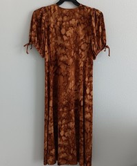 Susan Graver Regular Liquid Knit Elbow Sleeve Midi Dress , Caramel Sz XL a607358