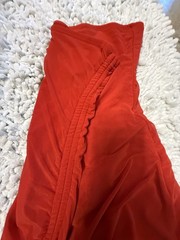 Red Strapless Ruched Asymmetric Solid Mini Dress Short Sleeveless Pullover L