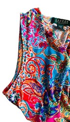 Lauren Ralph Lauren Petites 4P Multicolor Paisley Sheath V-Neck Ruched Dress