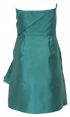 Alberta Ferretti Mikado Bustier Mini Dress in Turquoise Blue
