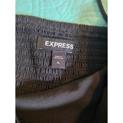 Express Black Ruffle Hem Tie Strap Mini Dress XL Smocked Back 90240