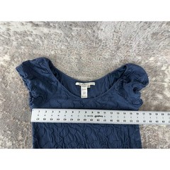 Max Studio Size M Textured Chic Abstract Knee Length Scoop Neck Dress Navy