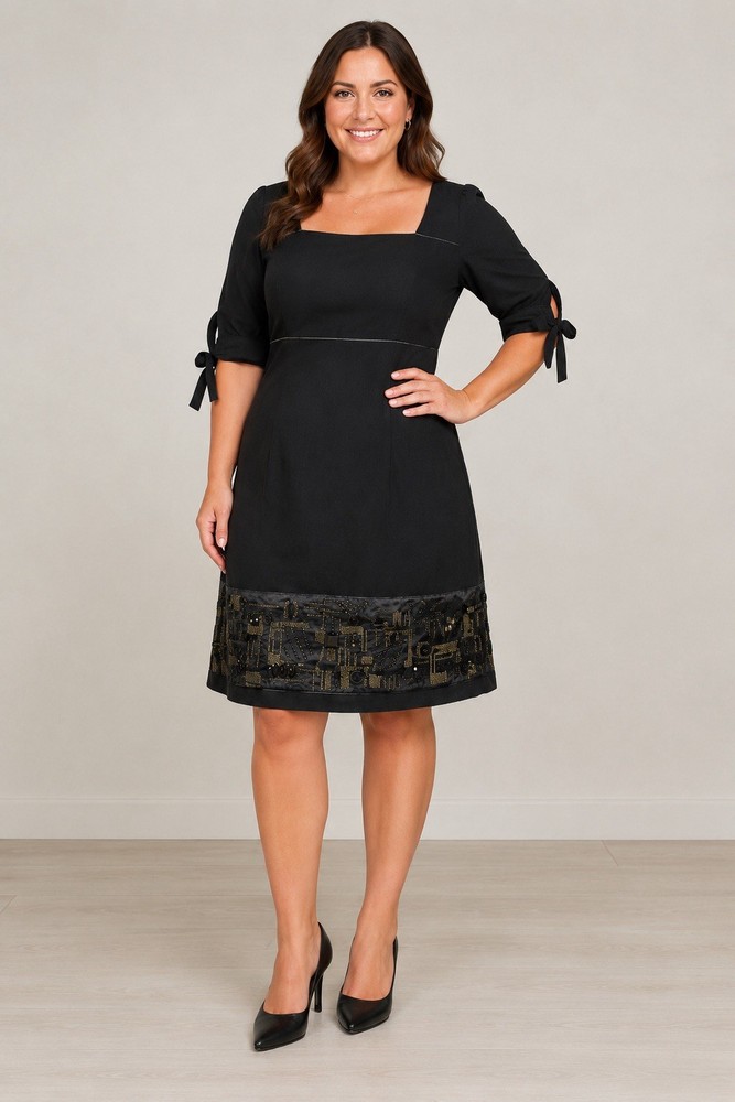 Monsoon 100% Silk Black Embellished Dress UK 12 Occasion Party Wedding NWOT