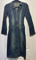Arden B Women’s Distressed Denim Jean Jumper One Piece Dress Size S Small