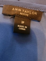 Ann Taylor Petite 2P Blue Solid Cold Shoulder Midi A-Line Dress Belted Elegant