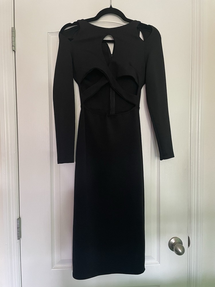 Women&rsquo;s Little Black Cut-Out Bodycon Dress Size Medium