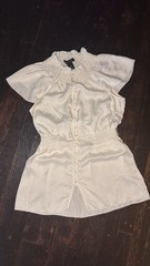 Y2K Business Casual CottageCore White House Black Market 100% Silk Sinched Top