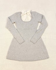 Grey Sweater Dress [Size: S] Ribbon Bow Back Knit Fit Flare