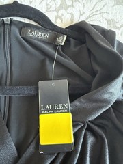 Lauren Ralph Lauren Black V-Neck Wrap Dress long Sleeve Knee Knit Zip Ruched 6
