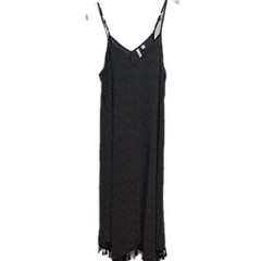 Lauren Conrad Size M Black and White Sheer Polkadot Dress Tank High Low Pompom