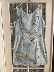 Aloha Republic Authentic Hawaiian Dress Large Sleeveless Blue Floral Cotton USA