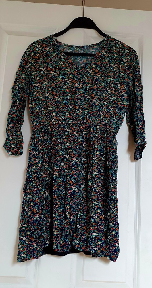Floral printed textured Flared Skater dress size S