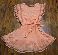 Free People Weekend Brunch Flowy Embroidered Mini Dress Coral Size Large