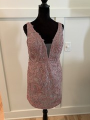 Aspeed Women Sequence Y2K Sparkly Beaded Formal Dress XL Mauve/Gray Prom