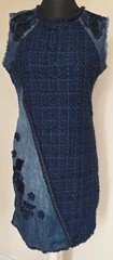 Desigual. Vintage « Achille » Denim and tweed mix mini dress. EU 42