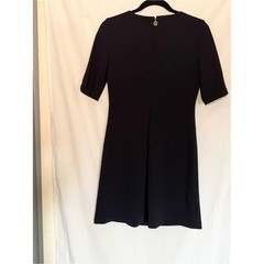 Tommy Hilfiger Dark Navy Blue Split Cold Shoulder Button Sleeve Sheath Dress 4