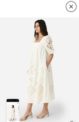 Hunter Bell Waverly White Eyelet Embroidered Square Neck Midi Dress XS