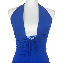 THATSSOFETCH Blue Halter Bodycon Ruched Mini Dress Size US 6 Medium Club Vegas