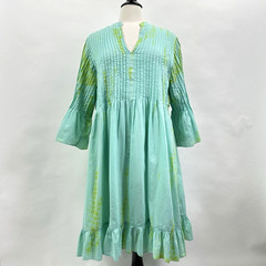Soft Surroundings Marbella Dress Medium Blue Green Tie Dye Cotton Boho Dress
