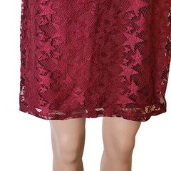 Betsey Johnson Mini Dress Womens 2 Star Lace Red Sheer Overlay sheer long sleeve