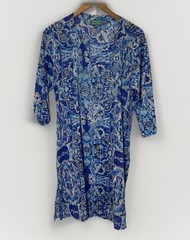 Antica Sartoria Giacomo Cinque Womens Tunic M Blue Cover Up Boho Cotton V-Neck