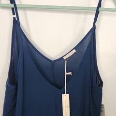 Lovestitch Blue V-Neck Sleeveless Strap Rayon Dress Plus 1X/2X IMP-7965MPJ