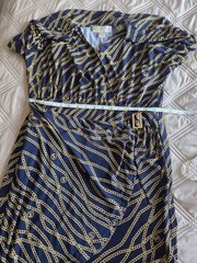 Michael Kors Women&rsquo;s chain link wrap Dress in tile blue Size Large NWT