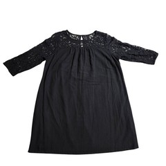 Old Navy Black Lace Yoke 3/4 Sleeve Shift Dress Plus Size 2X Cotton Blend Lining