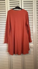 Zenana Premium Rust Knit Trapeze Swing Dress Long Sleeve Pockets Knee 3X Plus