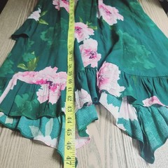 Plenty by Tracy Reese Anthro Aleah Dress Green Pink Floral Faux Wrap Midi XS