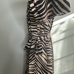 Banana Republic Women’s 100% Silk Machine Washable Zebra Safari Belted Dress L
