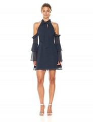 Keepsake The Label Women&rsquo;s Twilight Dreams Bow Cold Shoulder Mini Dress, Navy, L