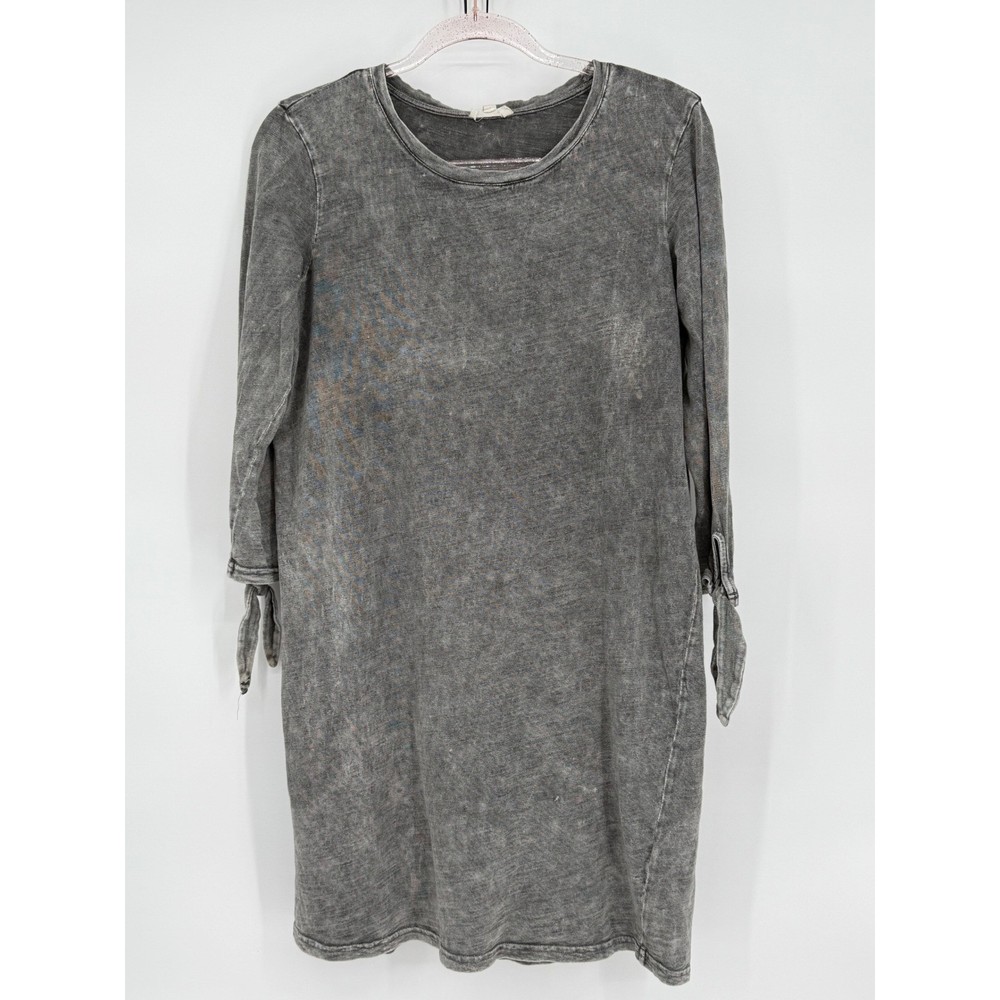 Jane and Delancey Womens Grey Mineral Wash Tie Sleeve Casual Dress S M L XL