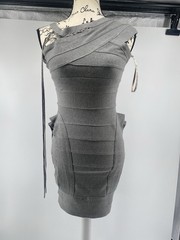 Herve Leger Gray Bandage Bodycon Layered Dress Women’s Size Small