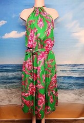 Nwt Cupshe Women&rsquo;s Green Pink Floral Maxi Dress Size Small