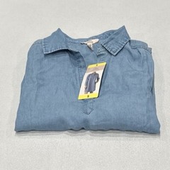 Como Vintage Women&rsquo;s Long Sleeves Mini Shirt Dress, Light Denim Indigo, Size S
