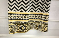 Tacera Black Beige Polyester Gold Zip Front Belted Dress 3/4 Sleeves Size 6 EC!