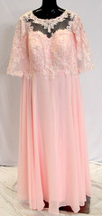 NWT Stacees Women&rsquo;s A-Line Bateau Beaded Maxi Dress Blushing Pink Size 20-23