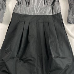 BCBGMAXAZRIA Dress Women Sz 8 Gray Black Pleated 3/4 Sleeves Chic Parisian
