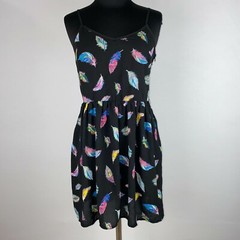 Xhilaration Juniors S Feather Pattern Sleeveless Dress Back Tie Accent Side Zip