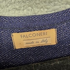 FALCONERI Knit Dress Navy Blue Sparkle Short Sleeve Made in Italy Size Small