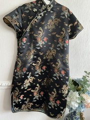 LADIES multi coloured CHINESE STYLE DRESS 40 bust 39”long stunning