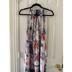 Peter Som Design Nation Postcard Map Print Halter Maxi Dress L Resort Boho