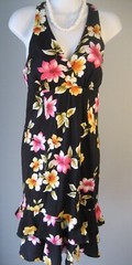 Giorgio Fiorlini Dress Sz 6 Hawaiian Floral Sundress Halter 97% Cotton ?NWOT
