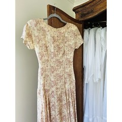 Nancy Johnson Silk Paisley Midi Dress Button Back Short Sleeve Size 8