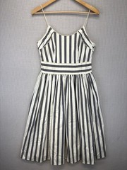 NWT Tweeds Brand Dress Sz 6 Spaghetti Strap Midi Striped Classic Navy Nautical