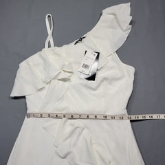 Shift Asymmetrical One-Shoulder Mini Dress Women Size Medium Cream Ivory Ruffles
