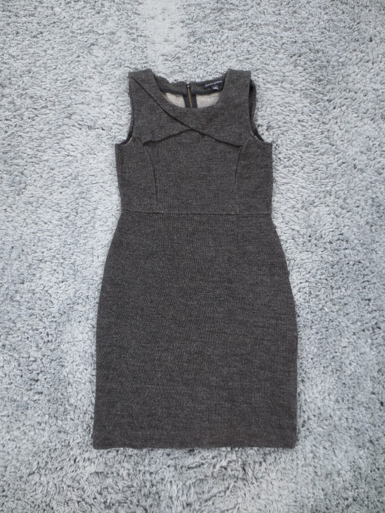 Banana Republic Dress Womens 0 Gray Wool Blend Knit Sweater Tank Zip Straight