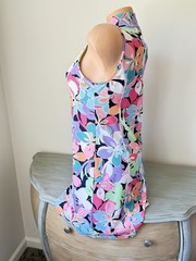 Boston Proper B Active Floral Polo Golf Dress 1/4 Zip Sleeveless S Tropical Palm