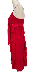 VTG CACHE women size 4 Red Spaghetti Strap ruffle Dress v-neck stretchy Y2K 90&rsquo;s